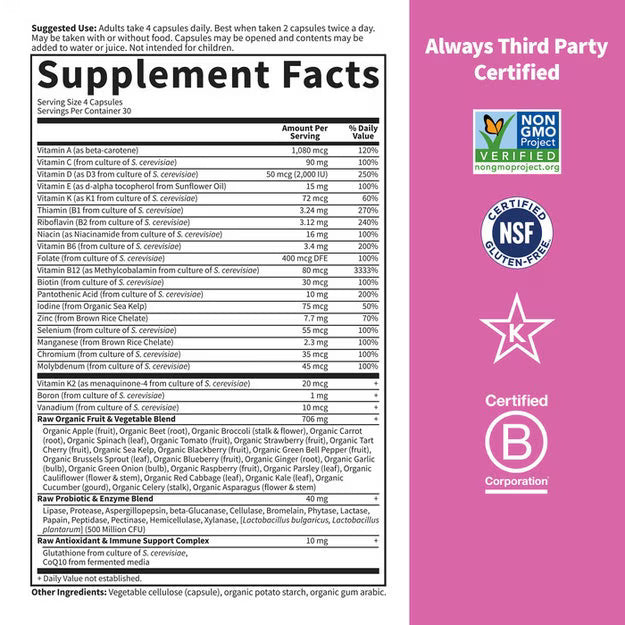 Garden of Life Vitamin Code 50 & Wiser Women 240 Kapselit