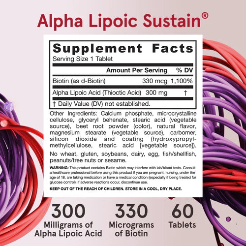 Jarrow Formulas Alpha Lipoic Sustain with Biotin 60 tabletter