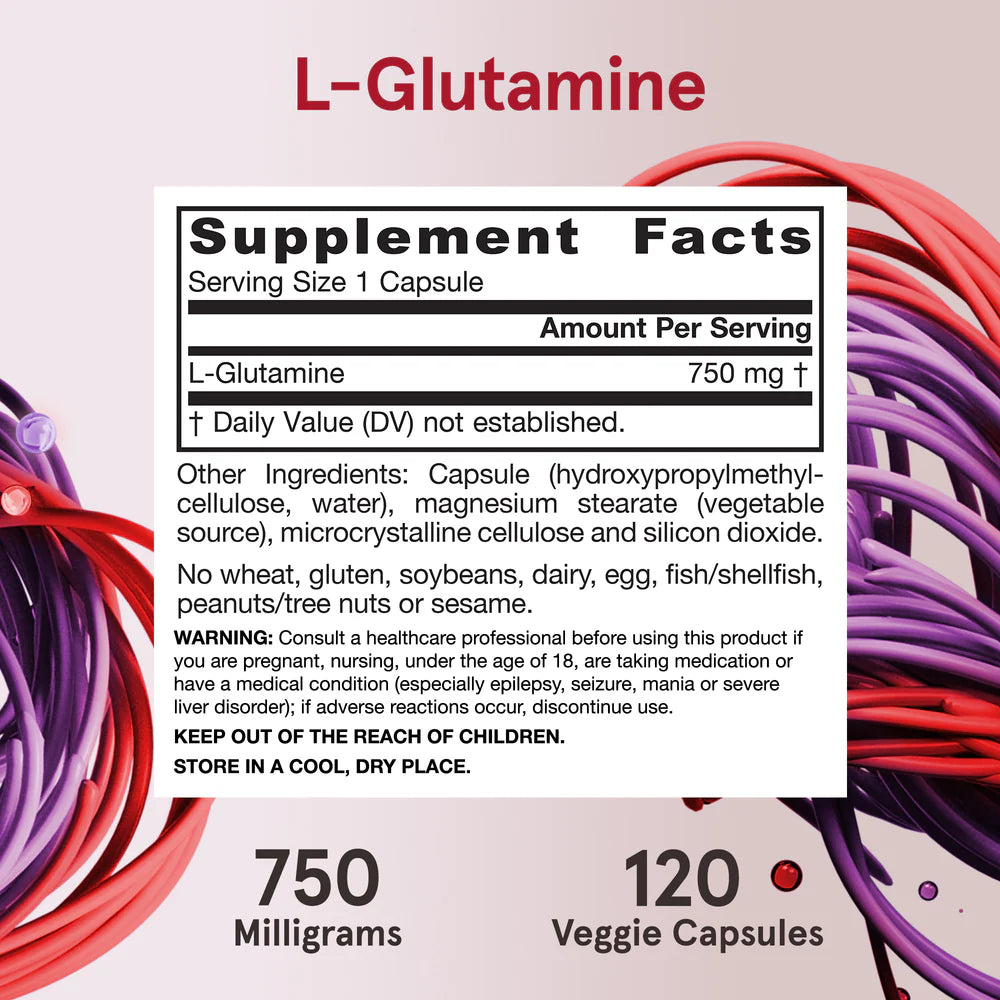 Jarrow Formulas L-Glutamine 750 mg 120 kapselit