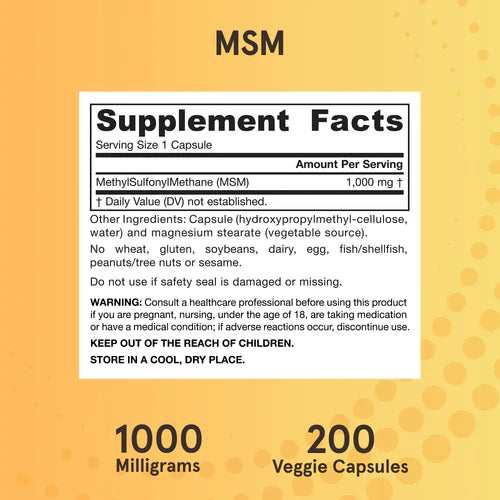 Jarrow Formulas MSM (Methyl-Sulfonyl-Methane) 1000 mg 100 kapslar