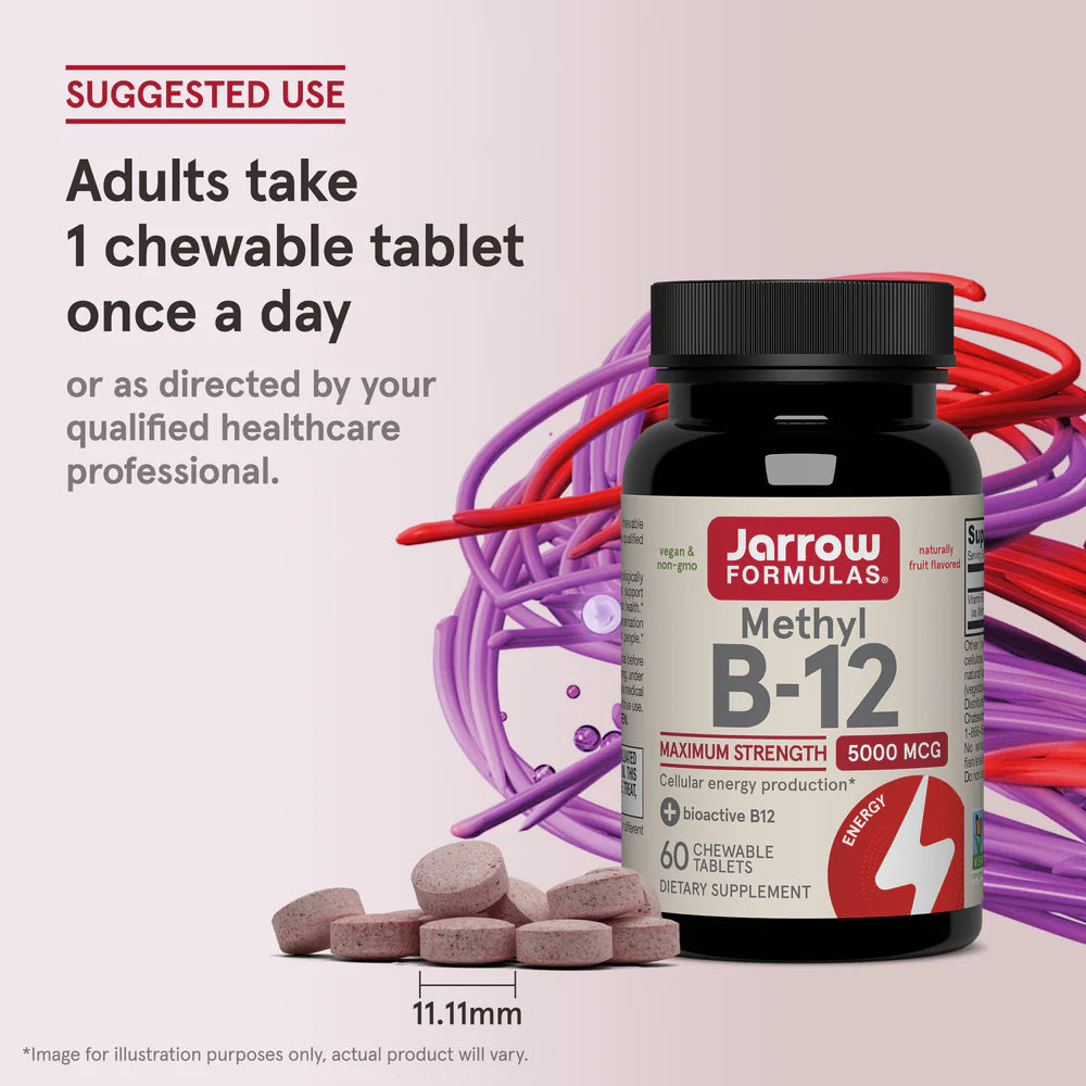 Jarrow Formulas Methyl B-12 5000 mcg 90 Purutablettia