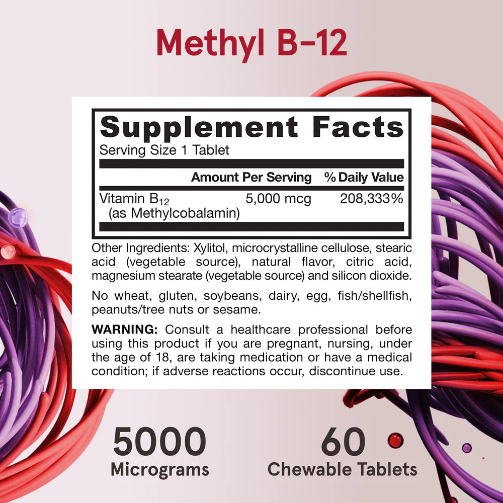 Jarrow Formulas Methyl B-12 5000 mcg 90 Purutablettia