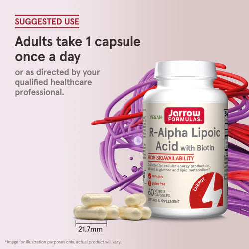 Jarrow Formulas R-Alpha Lipoic Acid with Biotin 60 kapselit