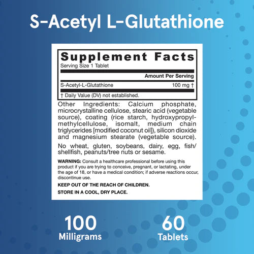 Jarrow Formulas S-Acetyl L-Glutathione 100 mg 60 tabletit