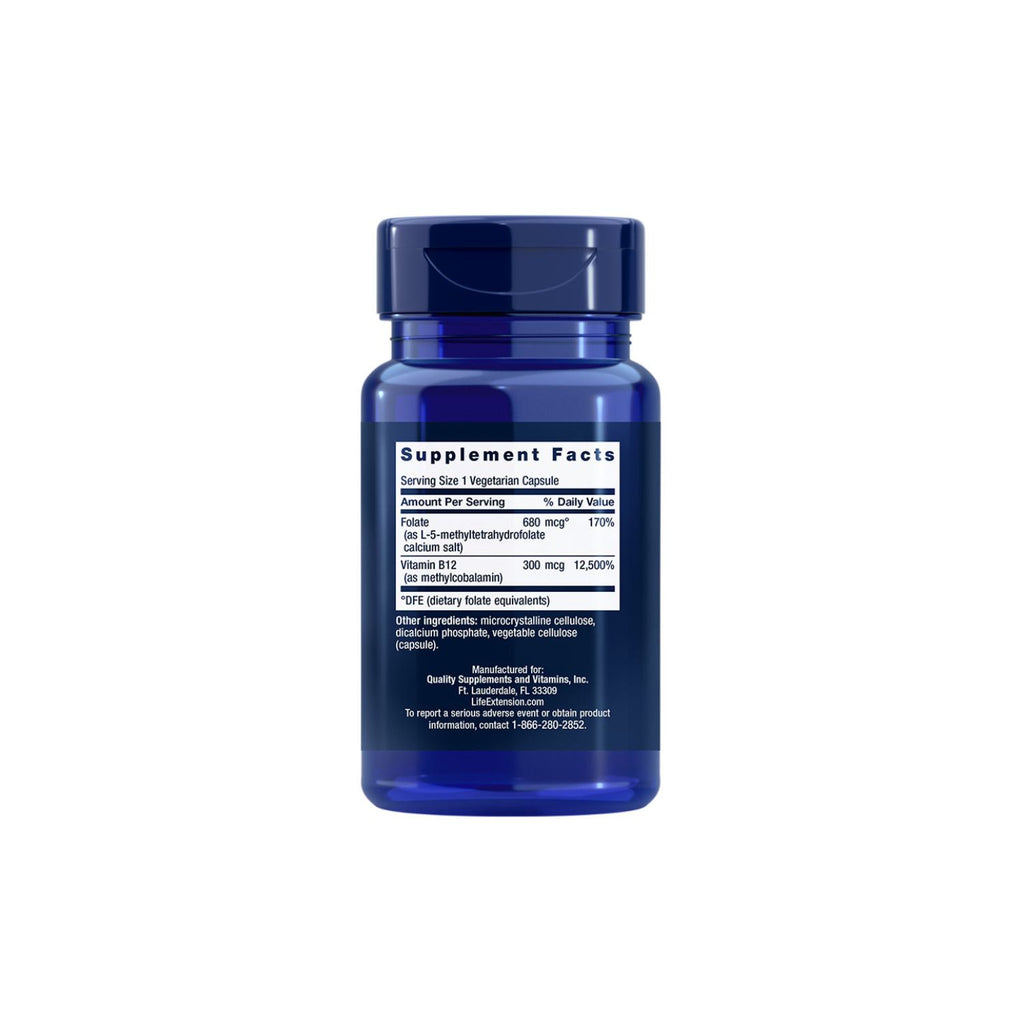 Life Extension BioActive Folate & Vitamin B12 90 Kapselit