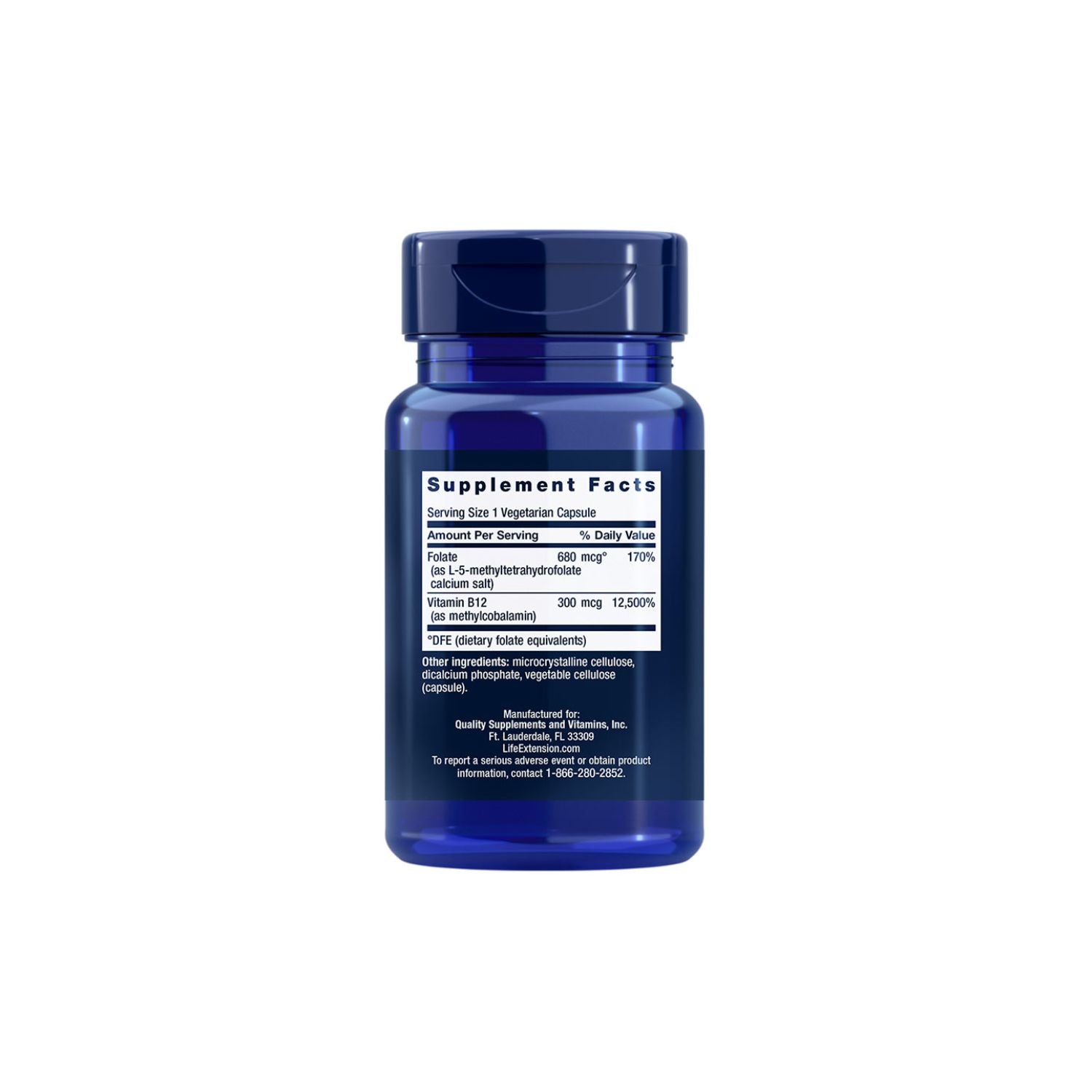 Life Extension BioActive Folate & Vitamin B12 90 Kapselit