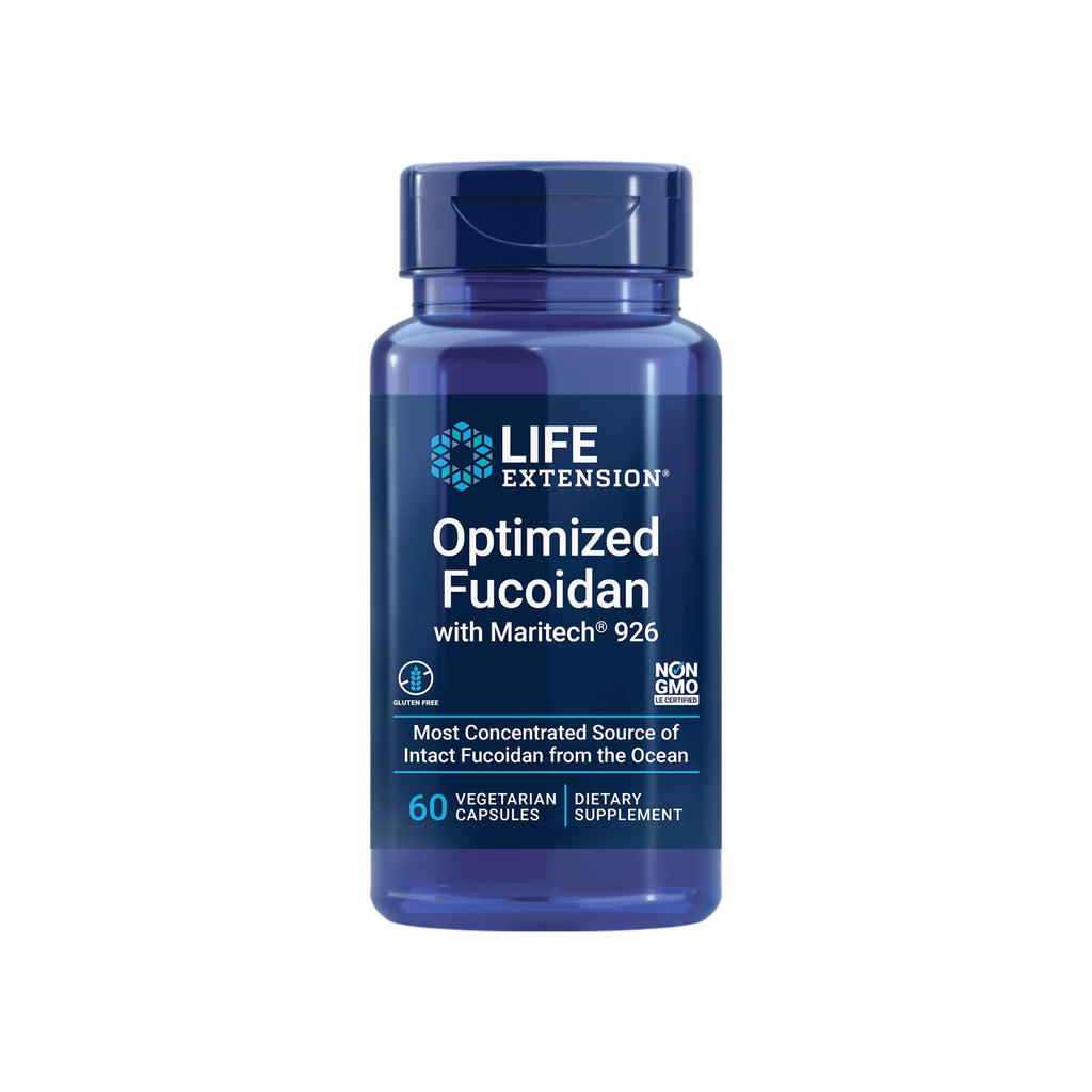Blå Life Extension-flaska för Optimized Fucoidan med Maritech 926, 60 kapslar