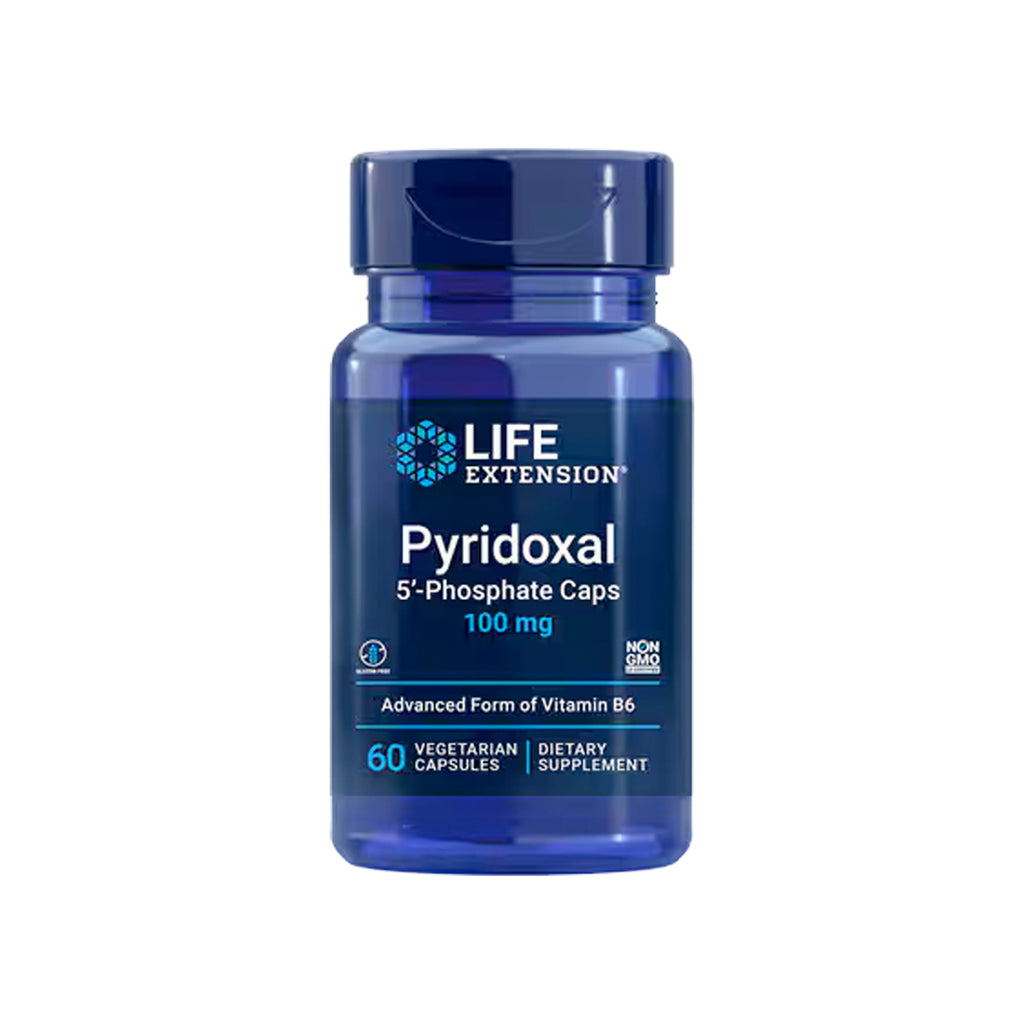 Life Extension pyridoxal 5'-fosfat kapselburk, blå etikett, 60 kapslar