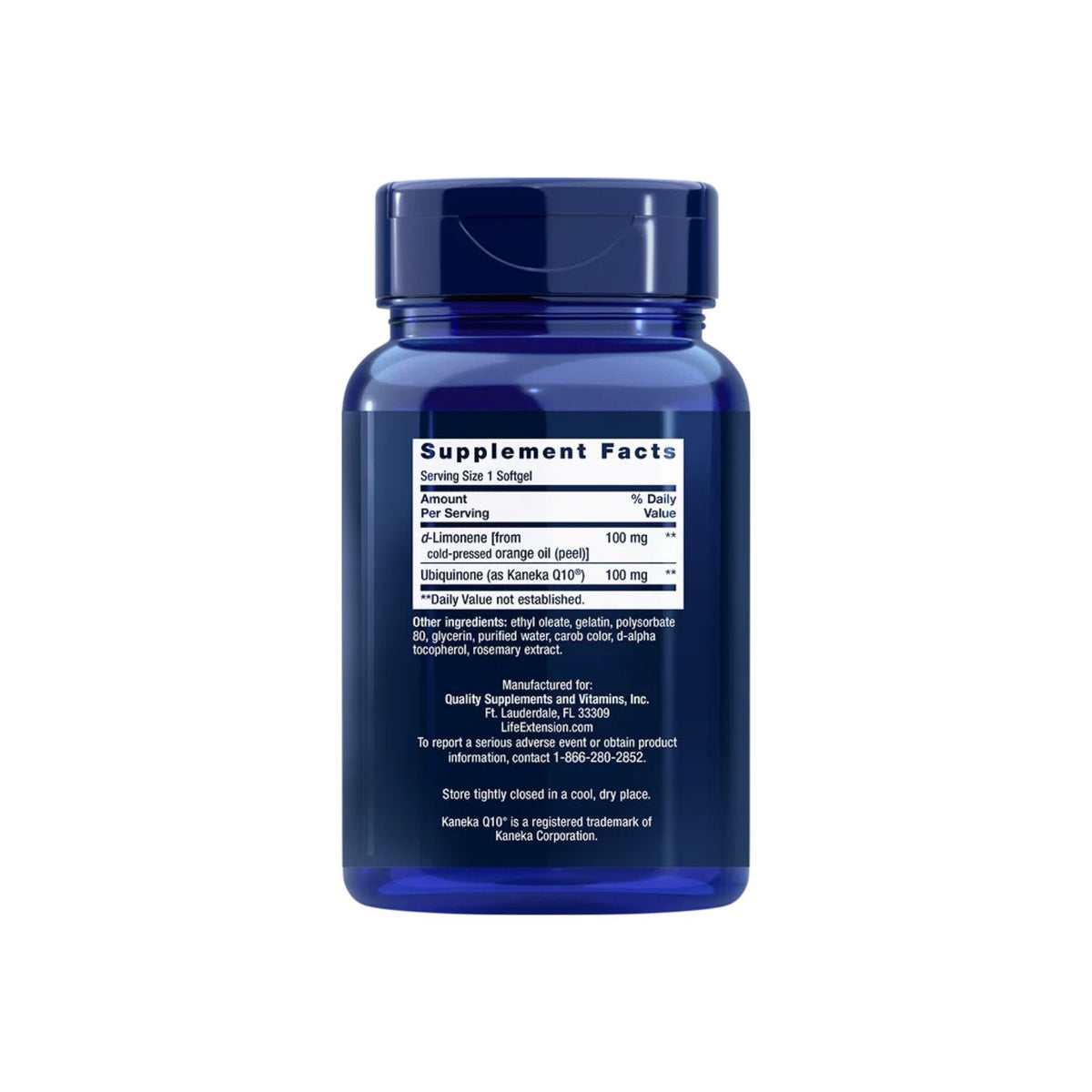 Life Extension Super-Absorbable CoQ10 (Ubiquinone) d-Limonene 100 mg 60 kapslar