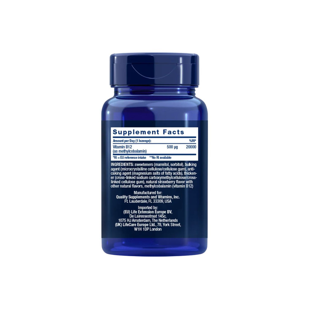 Life Extension Vitamin B12 Methylcobalamin 100 Imeytymistabletit
