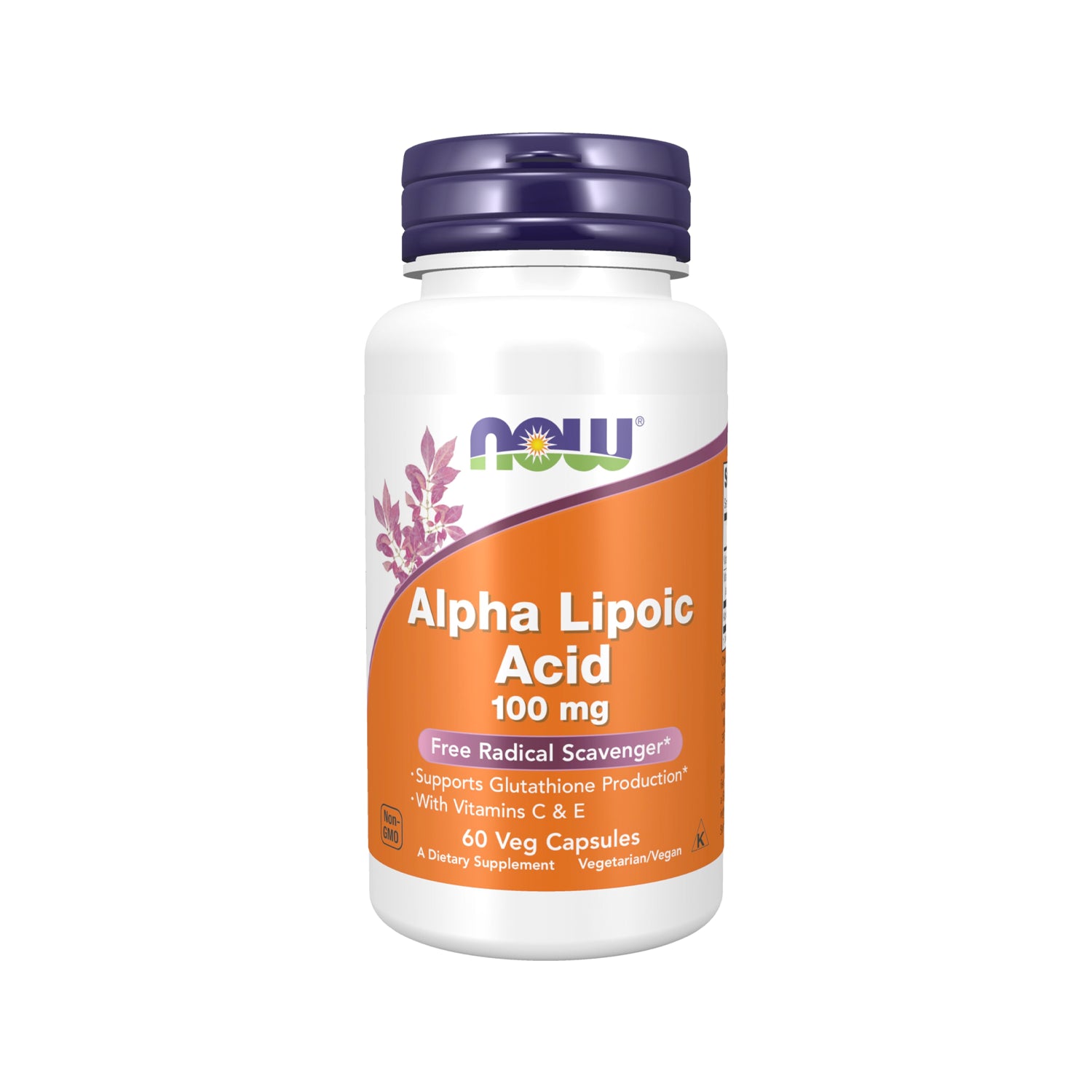 NOW kapselburk med Alpha Lipoic Acid 100 mg, 60 veg kapslar