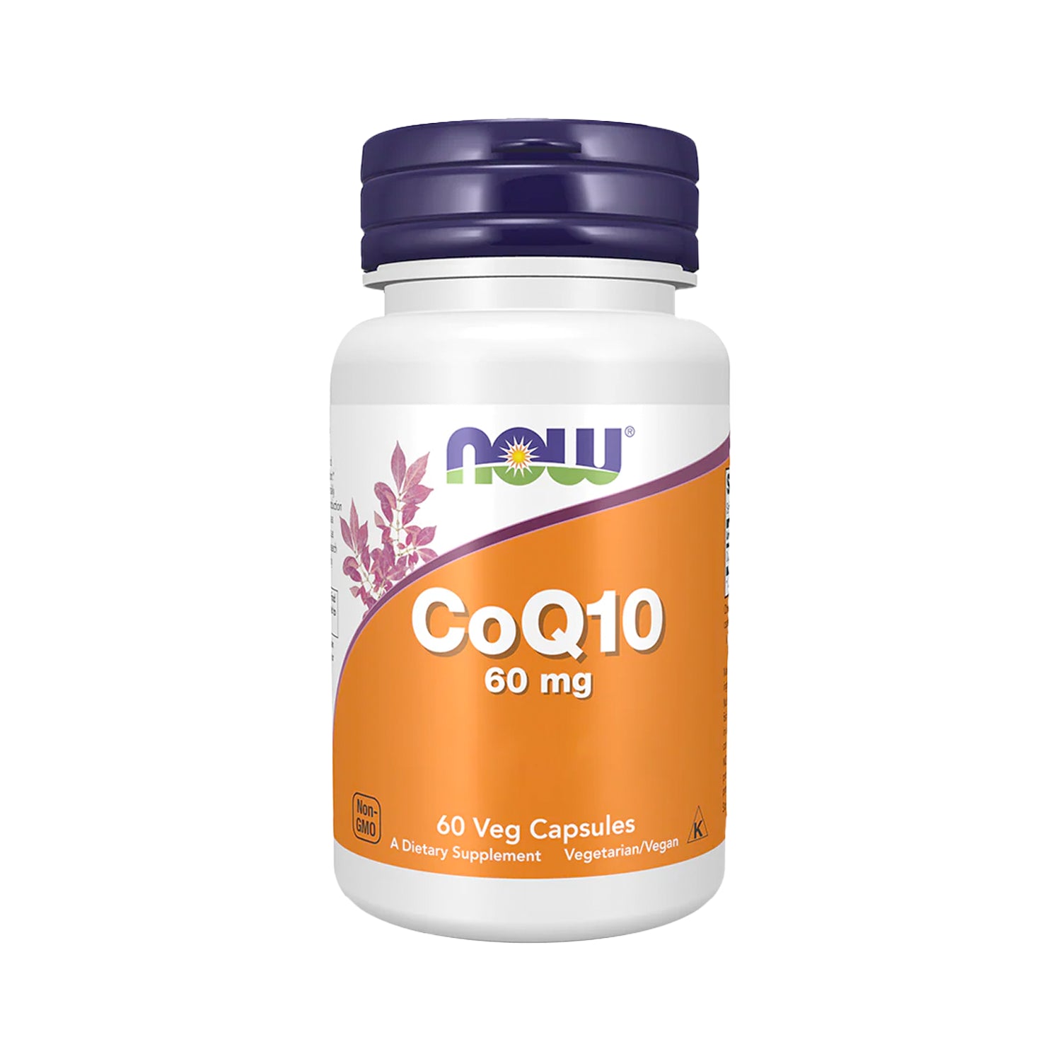 NOW Foods CoQ10 60 mg kapslar, 60 st i vit plastflaska med lila lock