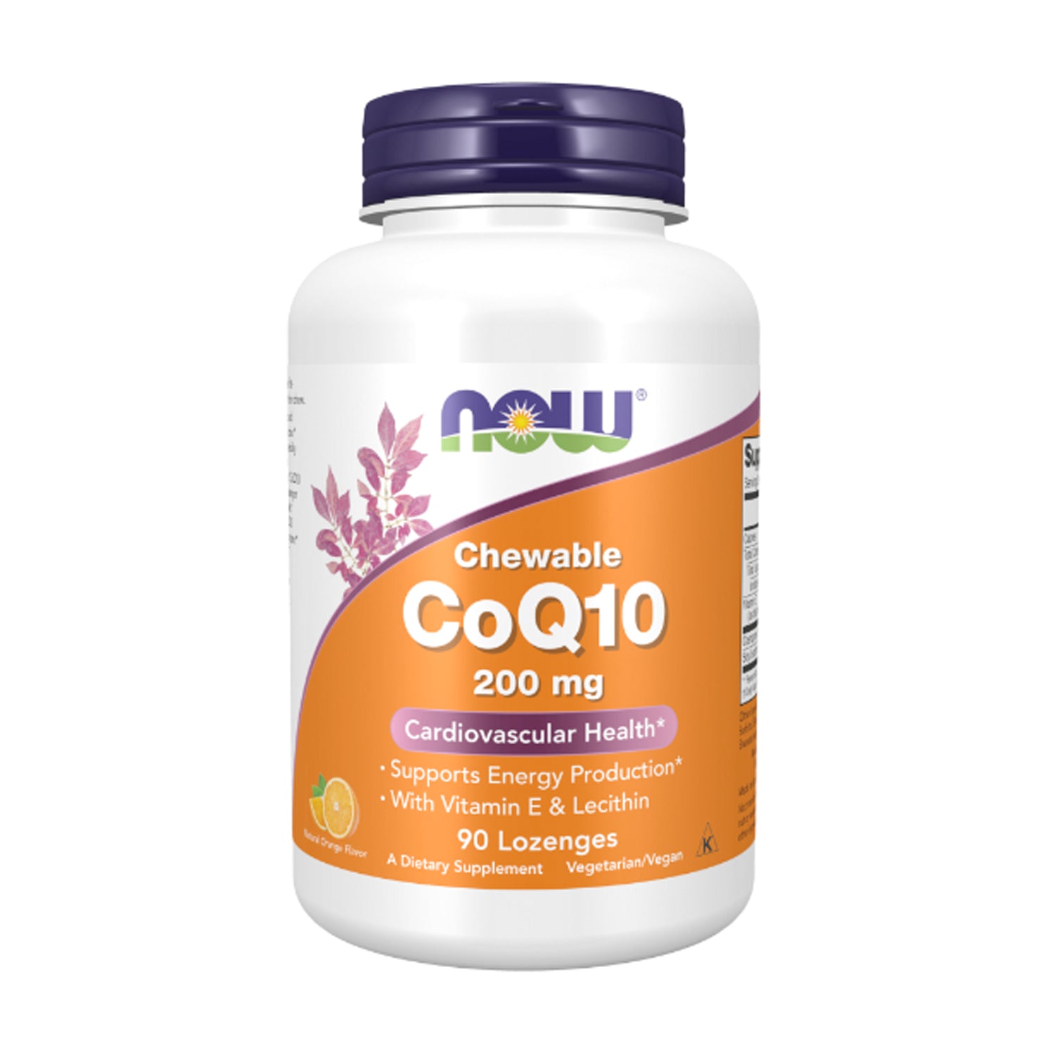 NOW Foods CoQ10 tuggtabletter-flaska, 200 mg, med vitamin E och lecitin