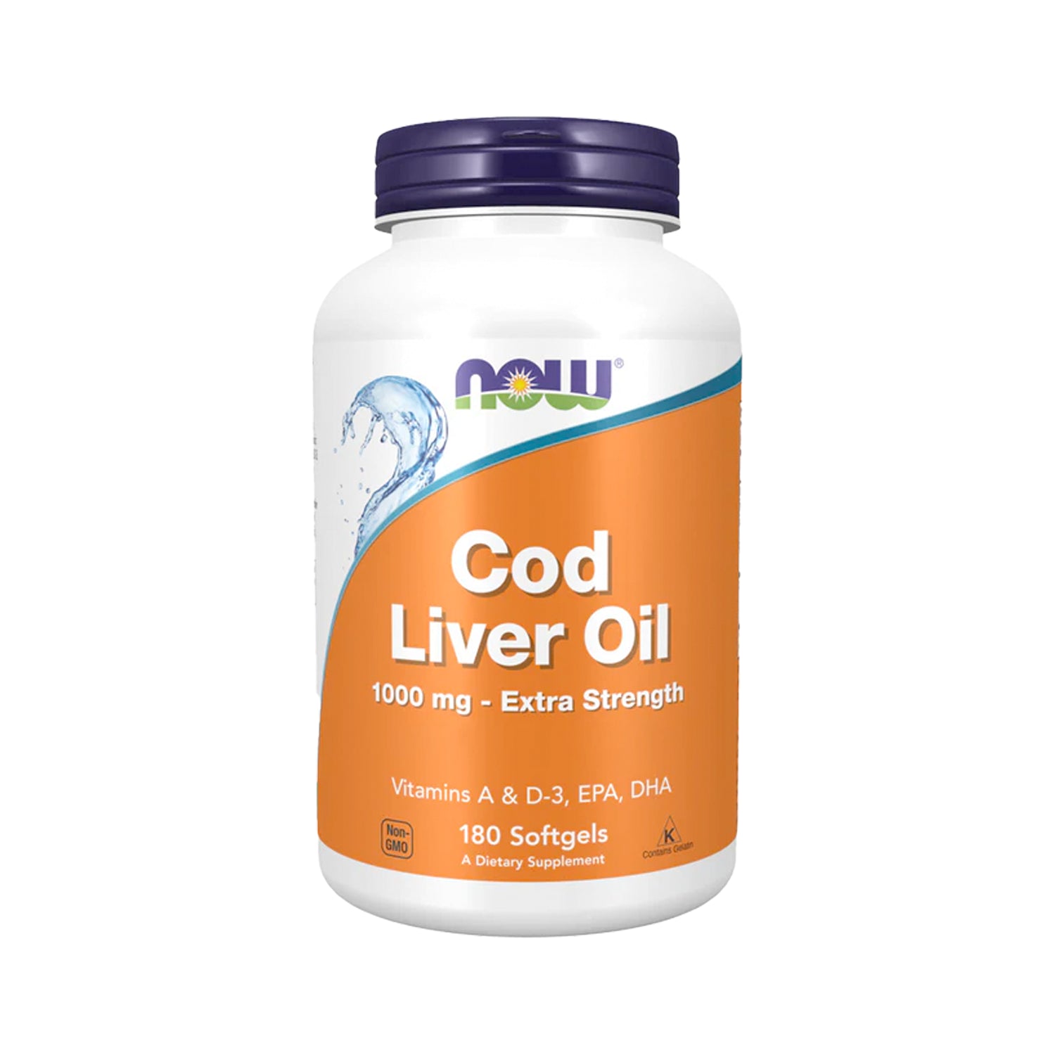 NOW Foods Cod Liver Oil 1000 mg Extra Strength 180 Kapslar