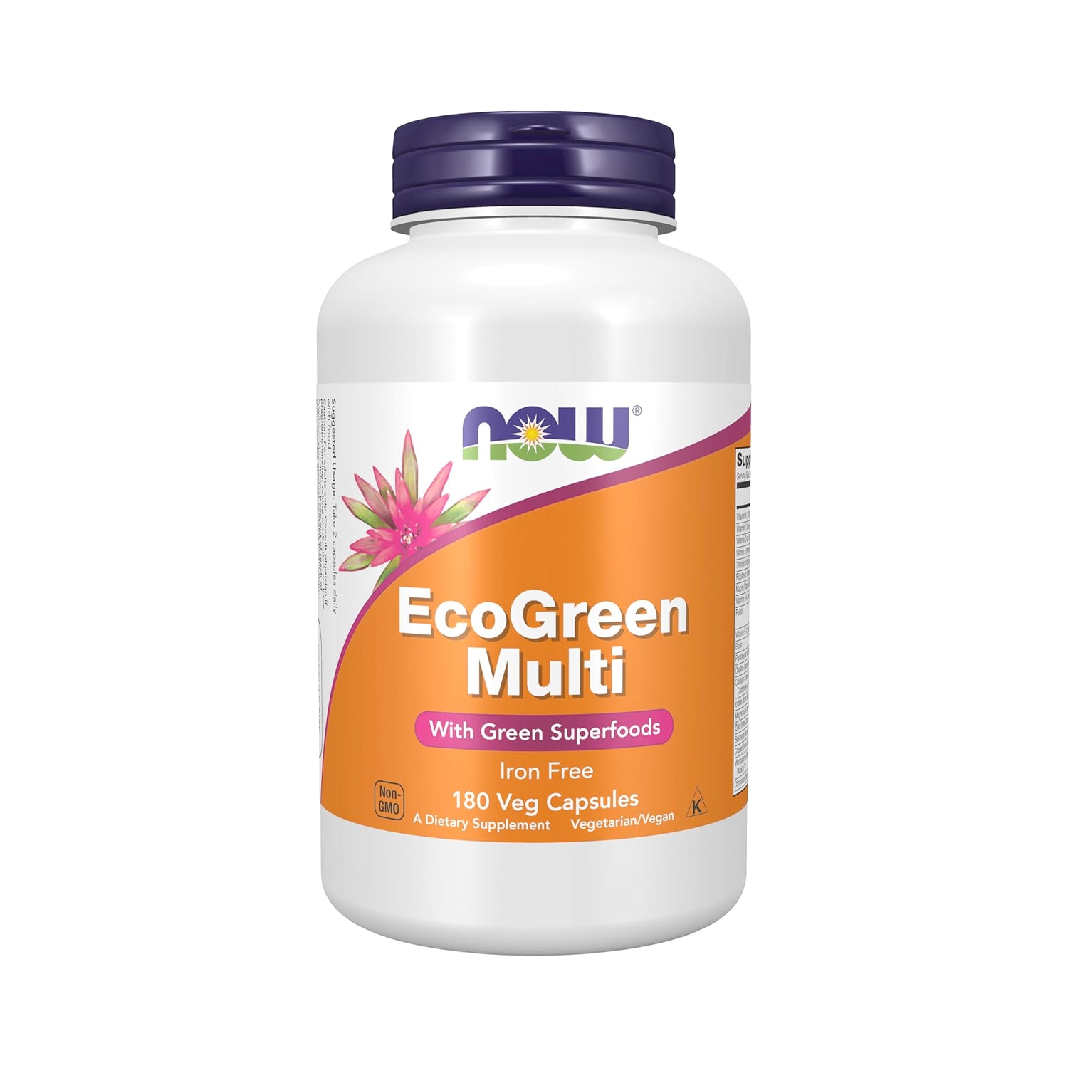 NOW EcoGreen Multi-kapselburk, utan järn, 180 vegokapslar
