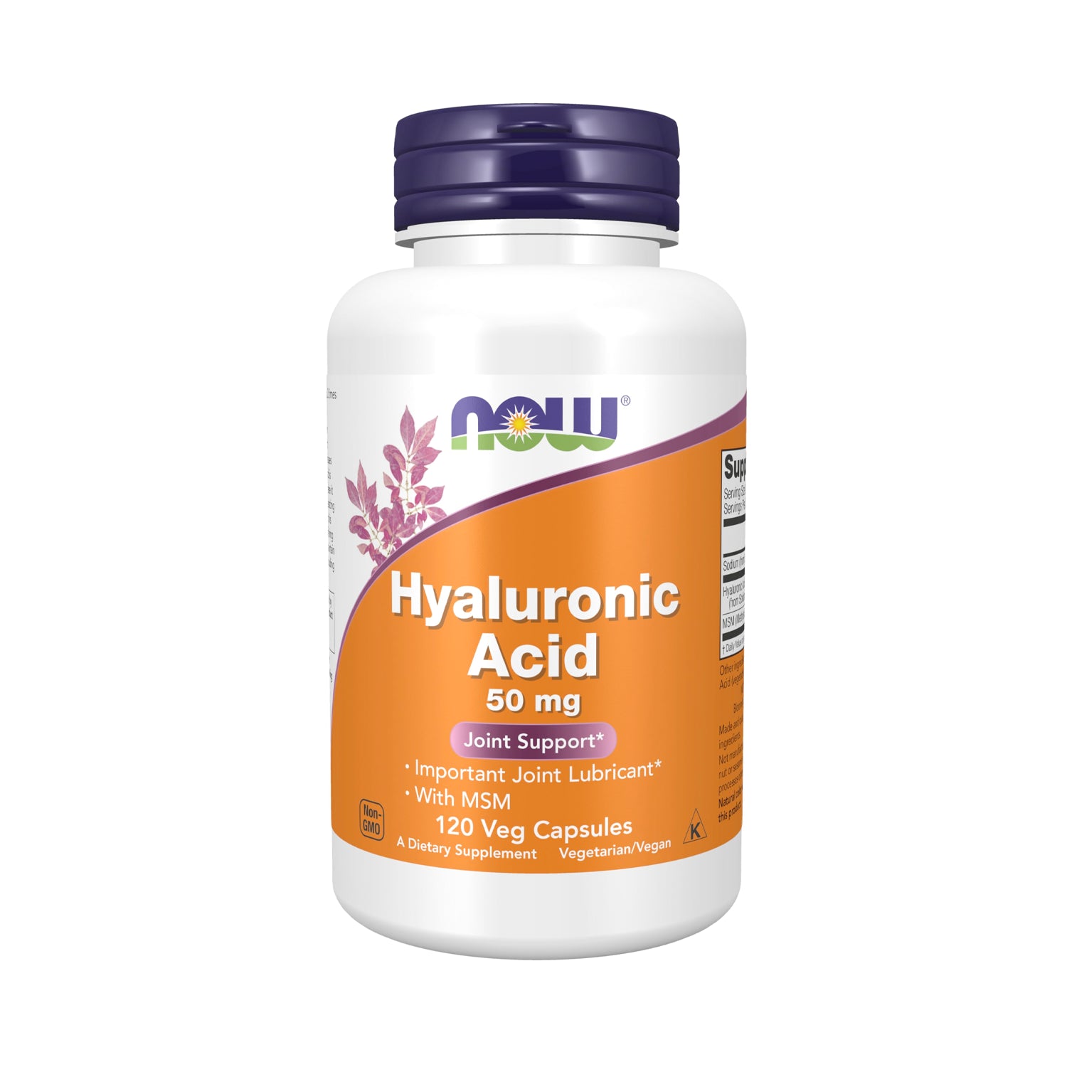 NOW Hyaluronic Acid med MSM, 50 mg kapslar i flaska, 120 st