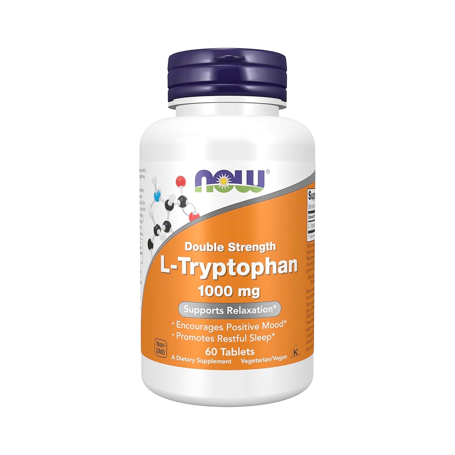 NOW Foods L-Tryptophan 1000 mg Double Strength 60 tabletter