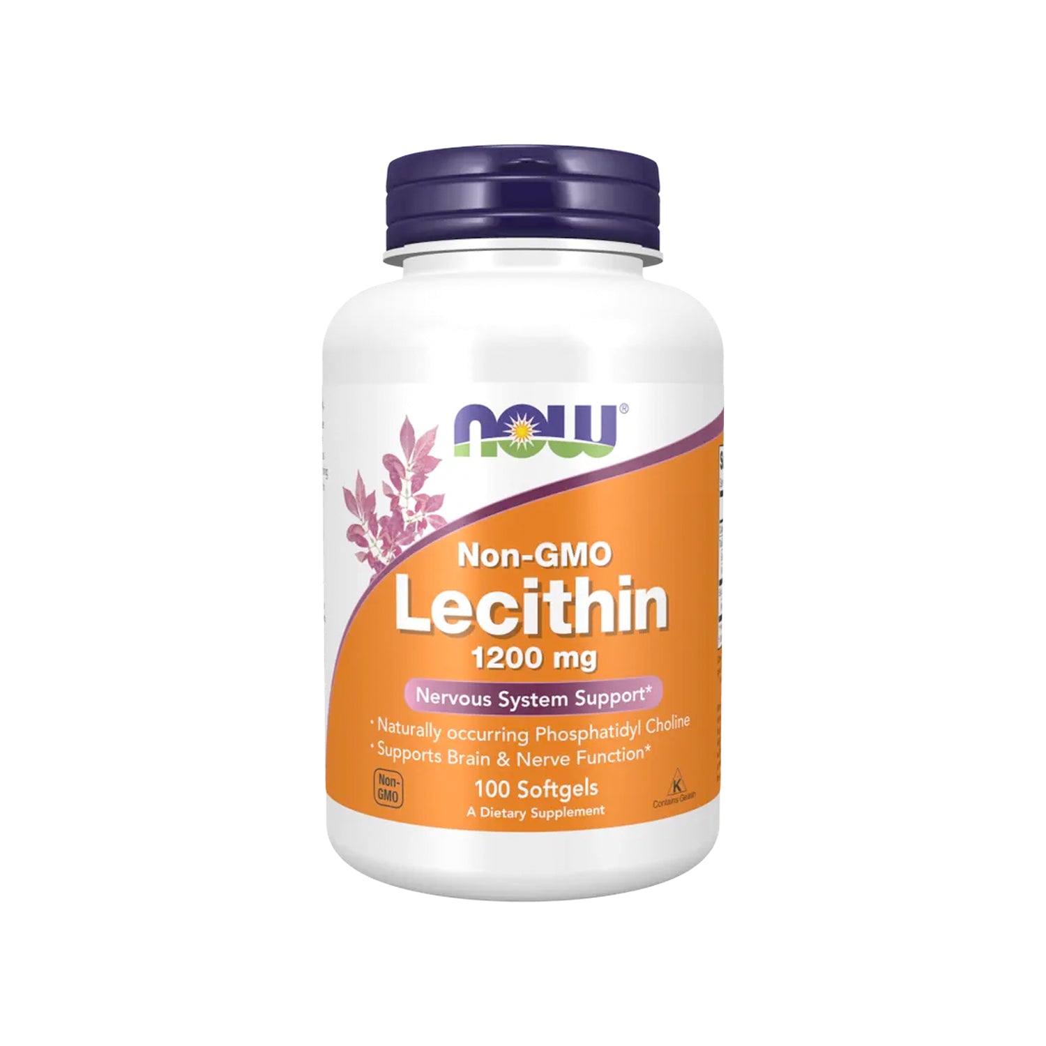 NOW Foods lecitin 1200 mg kapslar i plastflaska, non-GMO