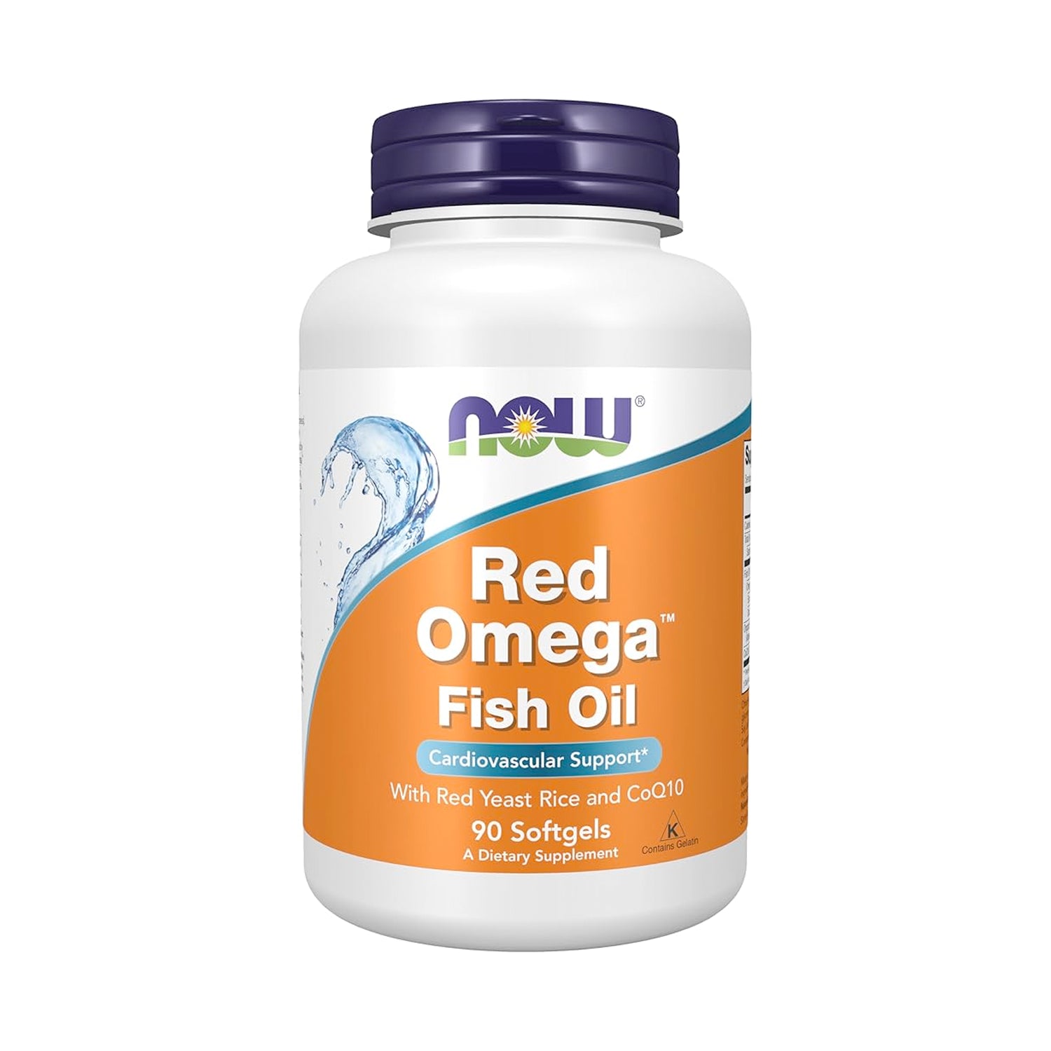 NOW Red Omega Fish Oil-tillskott, flaska med 90 mjukgelkapslar