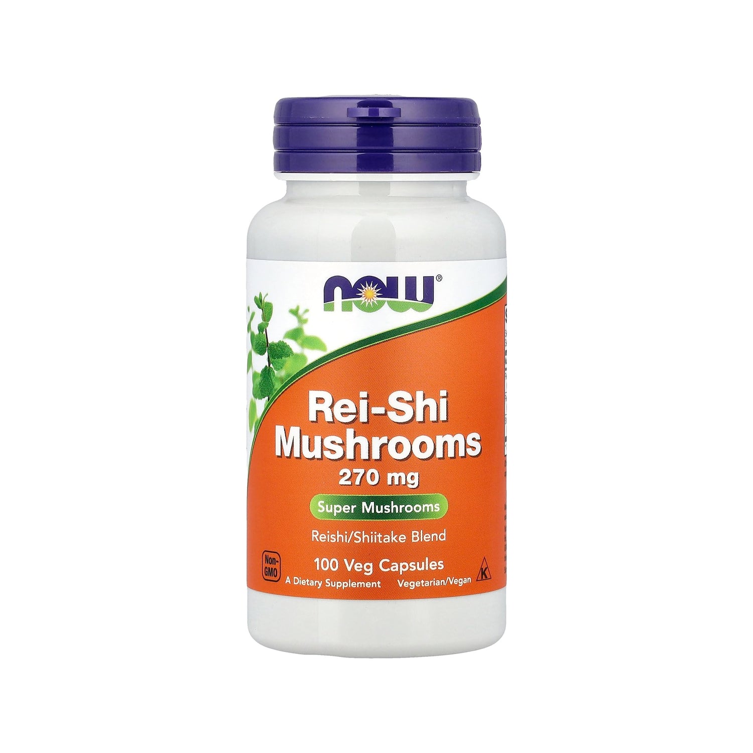 Kosttillskottsflaska NOW Rei-Shi Mushrooms 270 mg, 100 vegkapslar