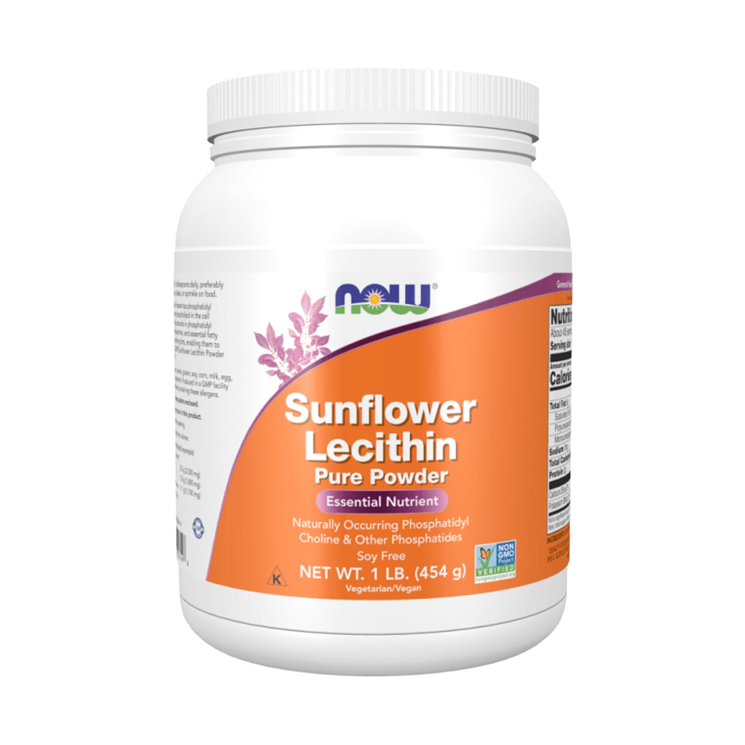 NOW Foods solroslecitin rent pulver i burk med lock, 454 g