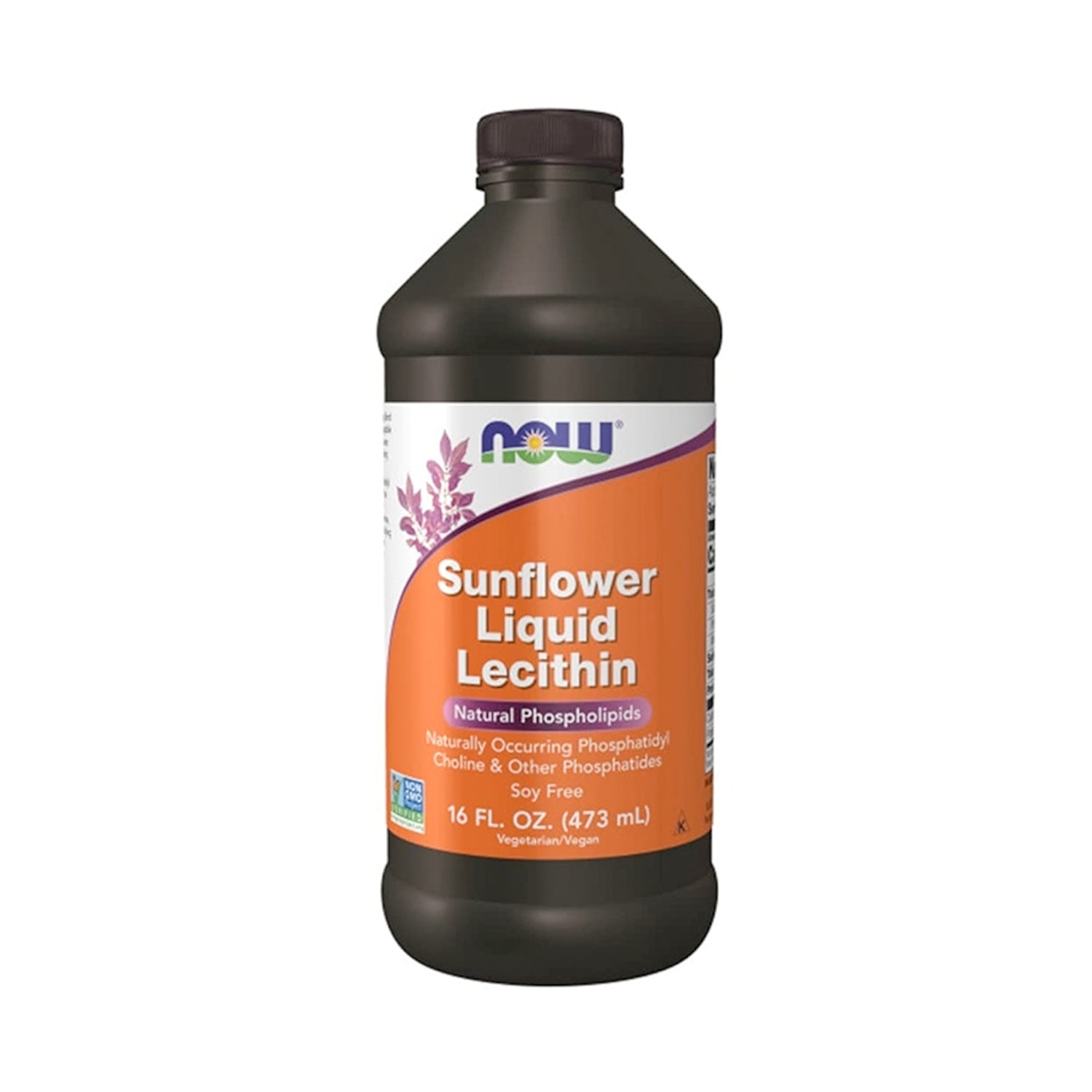 NOW Foods flytande solroslecitin i mörk flaska, 473 ml