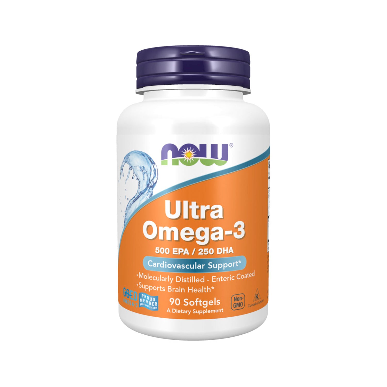 NOW Foods Ultra Omega-3 90 kapslar i flaska med lila skruvlock