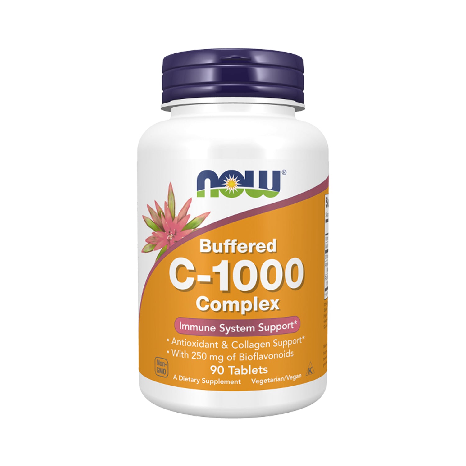 NOW Foods C-1000 Complex vitamin C-tabletter i flaska med lila lock