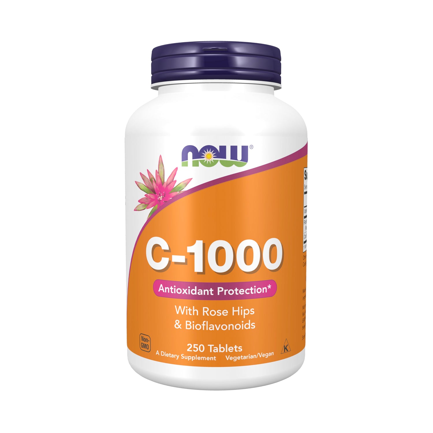NOW Foods C-1000-vitaminflaska med nypon och bioflavonoider, 250 tabletter