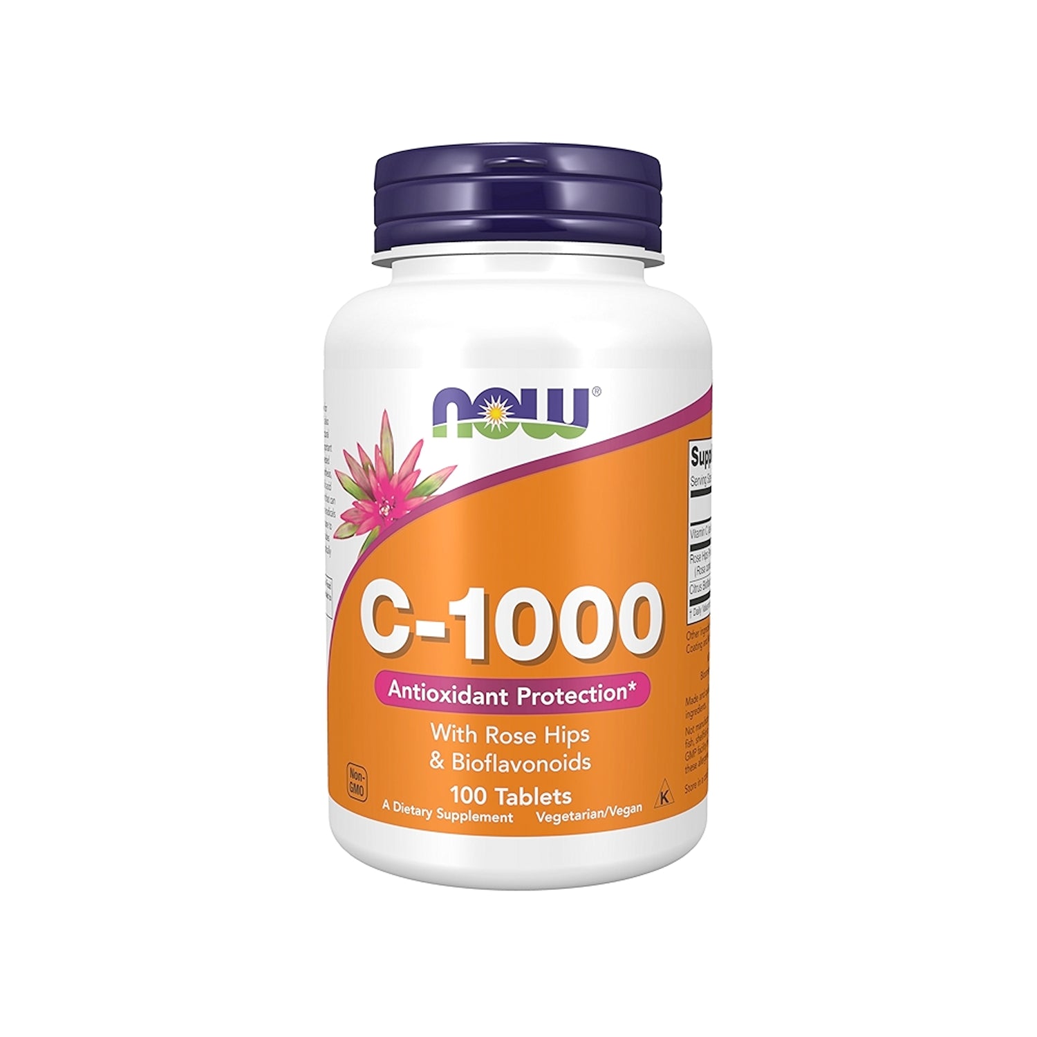 NOW Foods C-vitamin 1000 med rosenhippor och bioflavonoider, vitamintabletter i burk