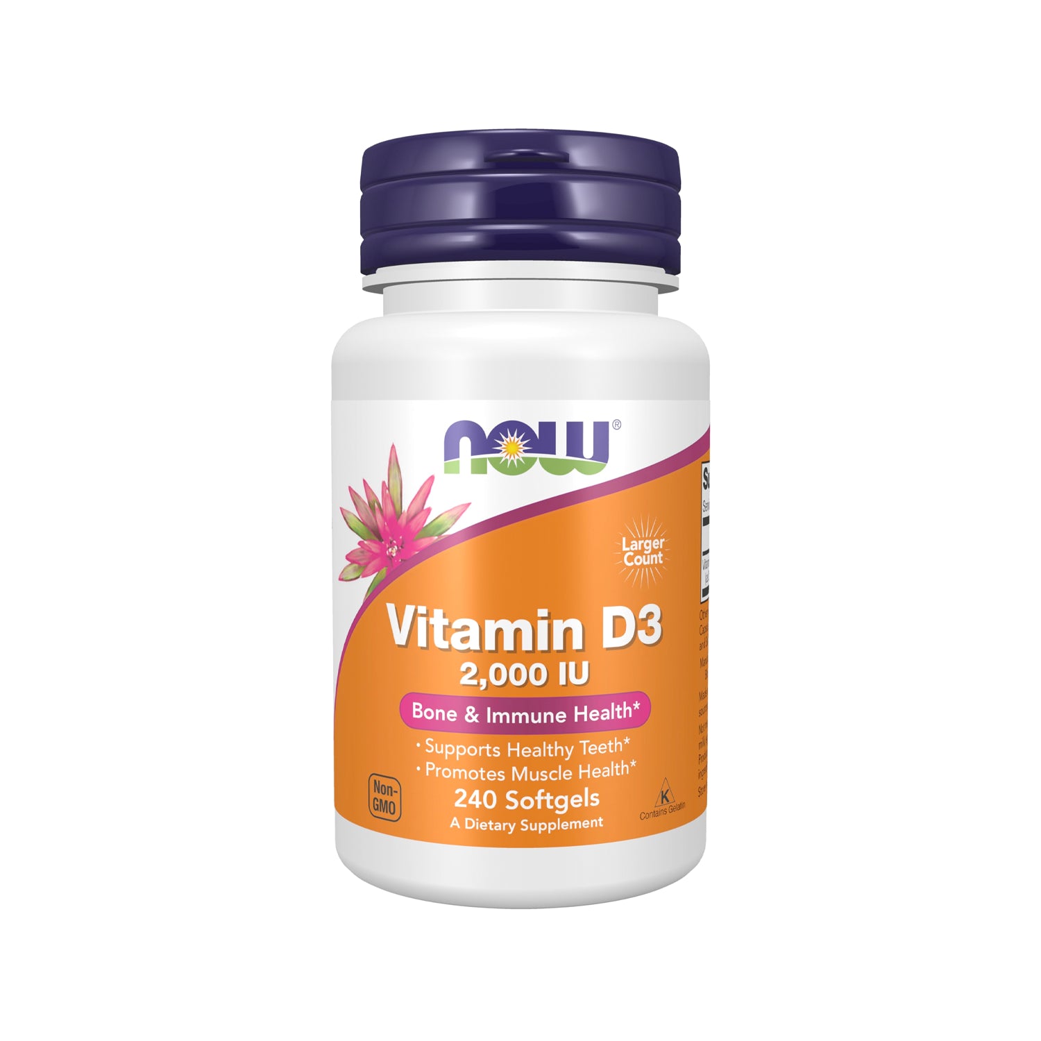 NOW Foods Vitamin D3-kapslar i burk, 2000 IU