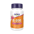 NOW Foods E-200 vitamin E-kapslar, flaska med etikett
