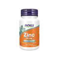 Zinktablettflaska NOW Foods med lock, etikett Zinc 50 mg och 100 tabletter