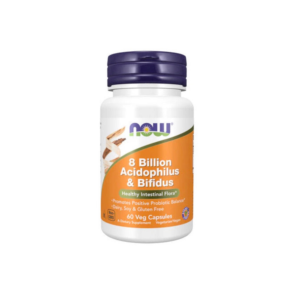 NOW Foods 8 Billion Acidophilus & Bifidus 60 Kapselit
