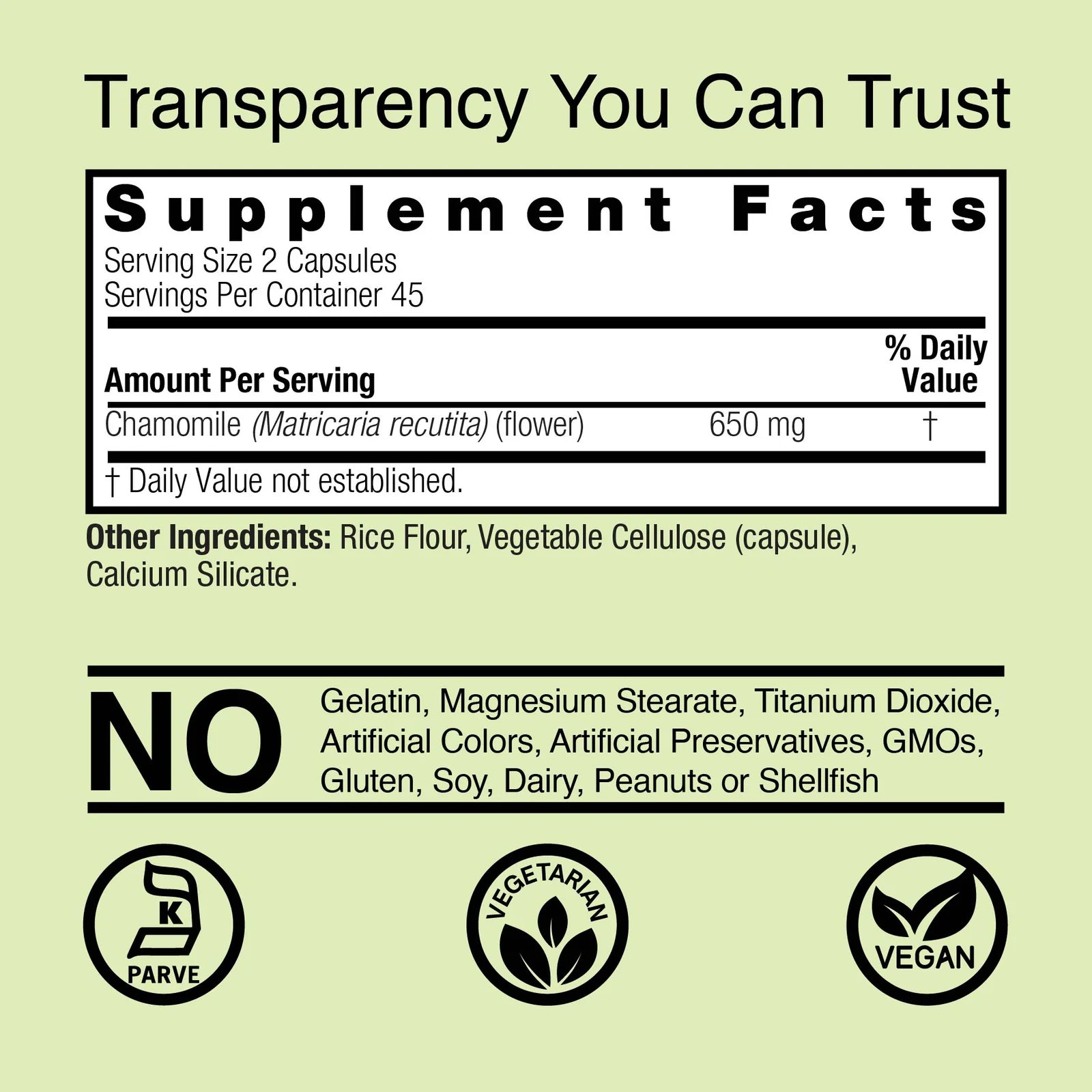 Nature's Answer Chamomile 650 mg 90 Kapselit