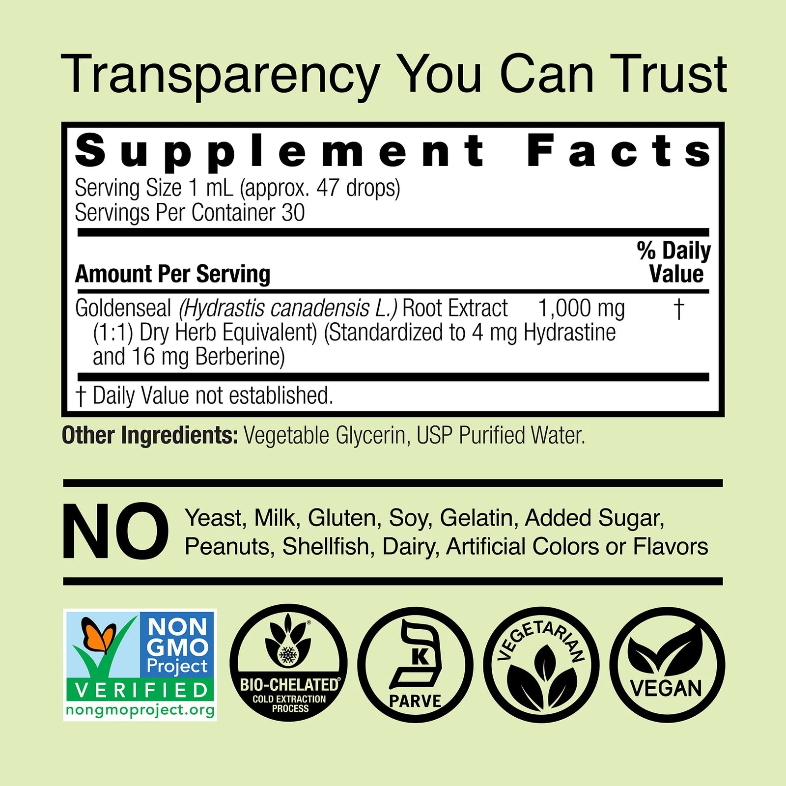 Nature's Answer Goldenseal Root 1000 mg 30 ml