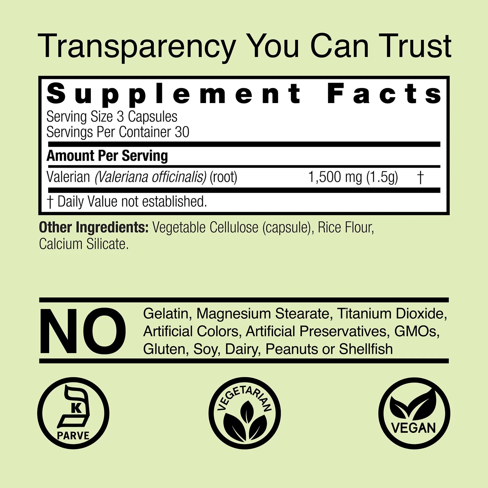 Nature's Answer Valerian Root 1500 mg 90 Kapselit