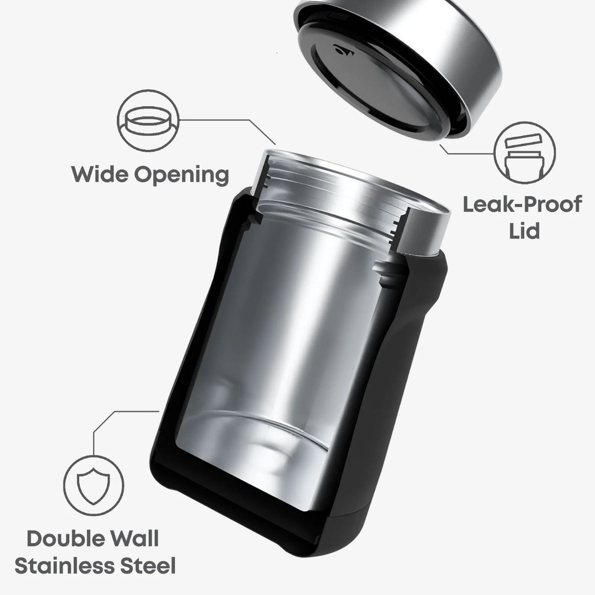 SmartShake Bohtal Insulated Food Jar Black