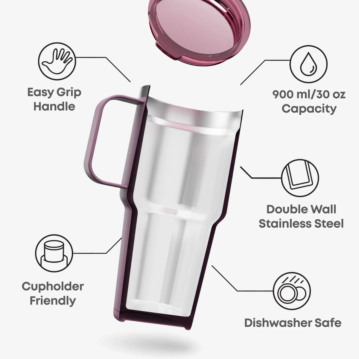 SmartShake Bohtal Insulated Nomad Tumbler Plum