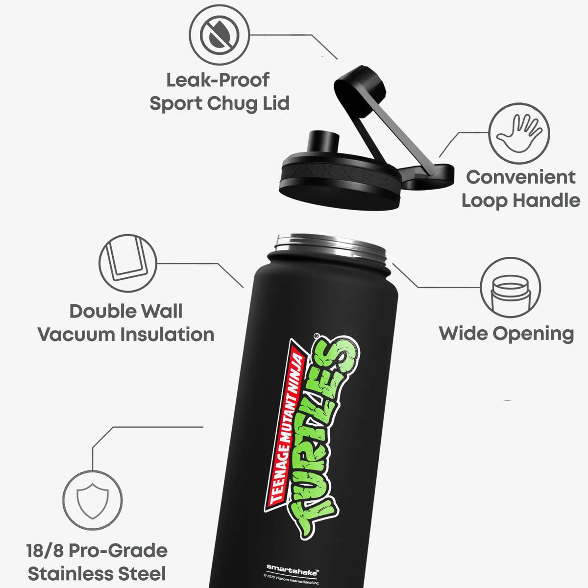 SmartShake Bohtal Insulated Sports Bottle TMNT Classic Logo Black