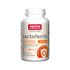 Jarrow Formulas Lactoferrin 250 mg kapslar i vit burk med röd etikett