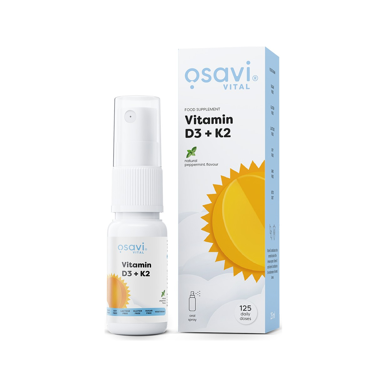 Vitamin D3 + K2 Oral Spray, Peppermint - 25 ml.