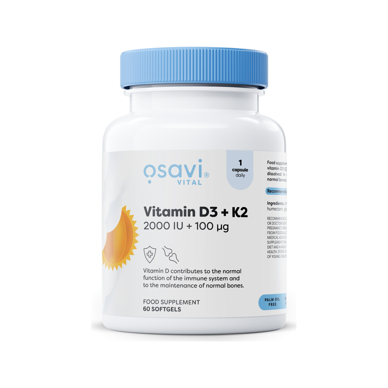 Vitamin D3 + K2, 2000IU + 100mcg - 60 softgels