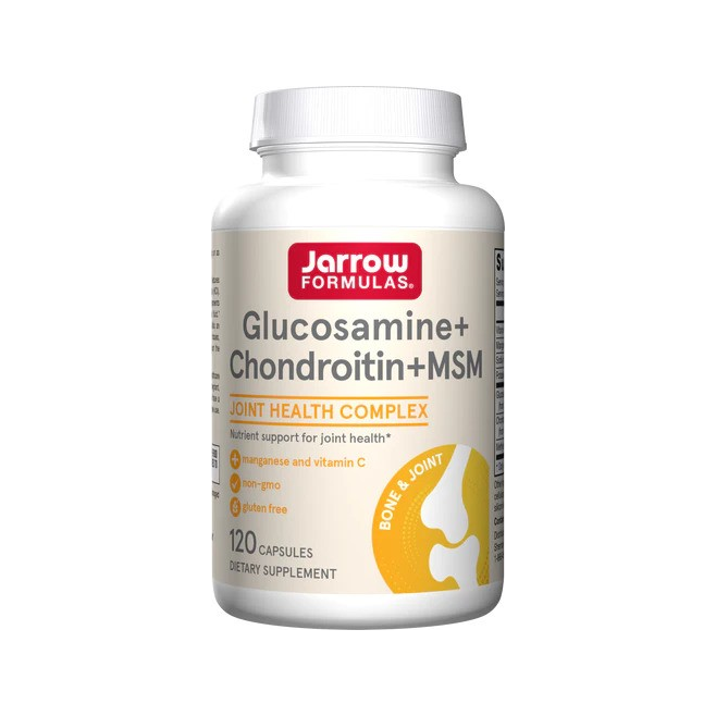 Jarrow Formulas glukosamin + kondroitin + MSM i plastburk, 120 kapslar