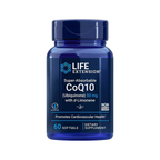 Life Extension CoQ10-tillskott i blå plastburk med etikett och lock