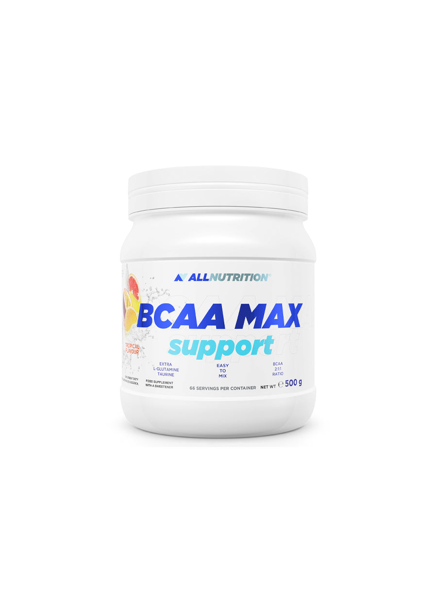 BCAA Max Support i vit burk med etikett, 500 g
