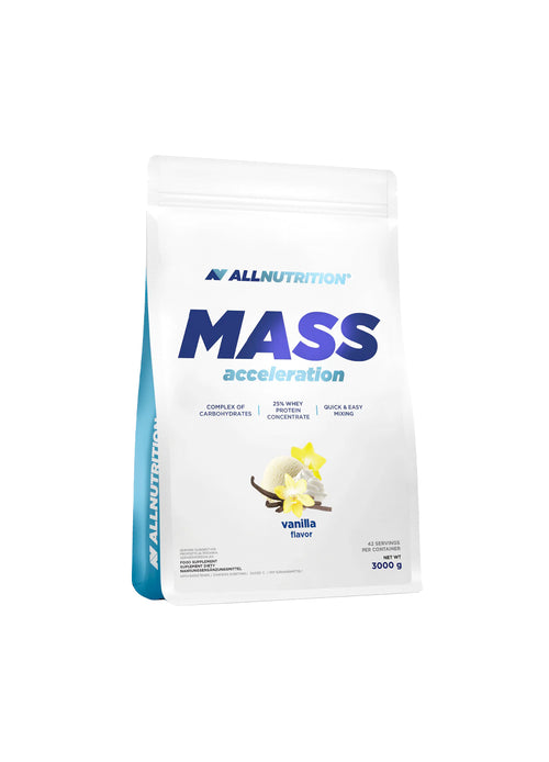 Allnutrition Mass Acceleration 3000 g, vanilj-smak, förpackning med ståpåse