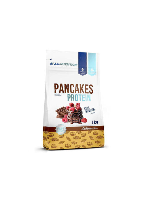 Allnutrition pannkaksproteinpulver, chokladsmak, 1 kg, förpackning