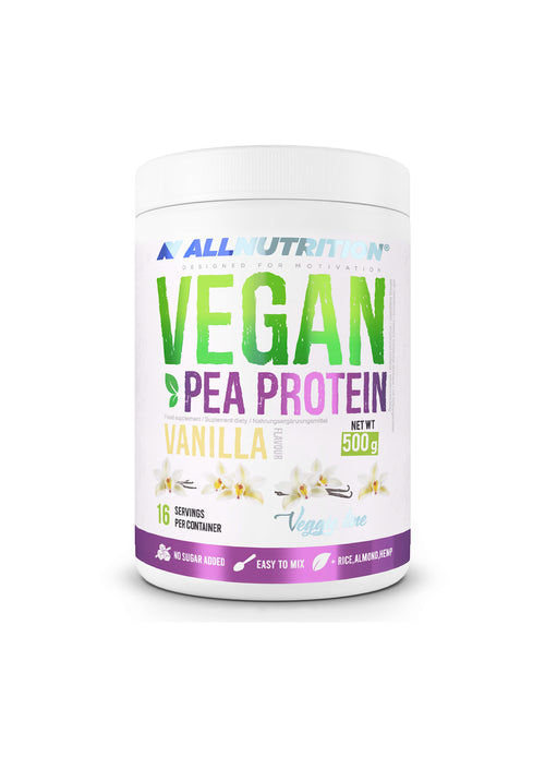 ALLNUTRITION vegan ärtprotein, vaniljsmak, 500 g pulverburk