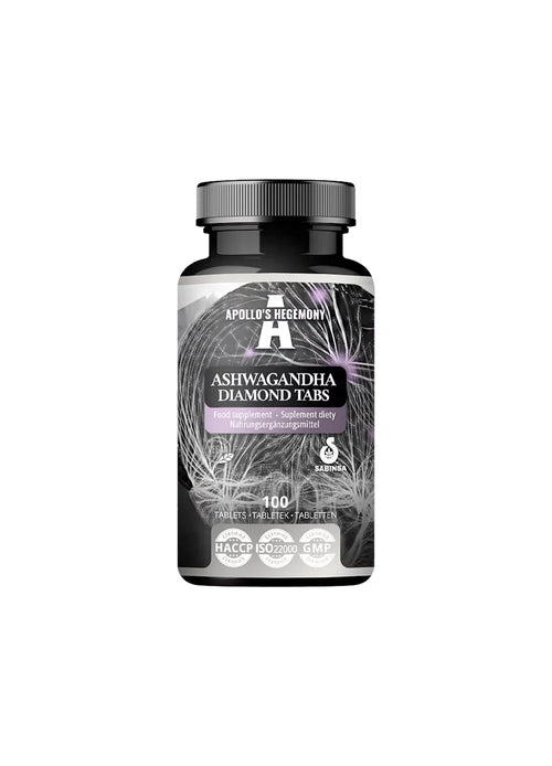 Ashwagandha Diamond-tabletter i svart flaska med skruvkork, 100 tabletter
